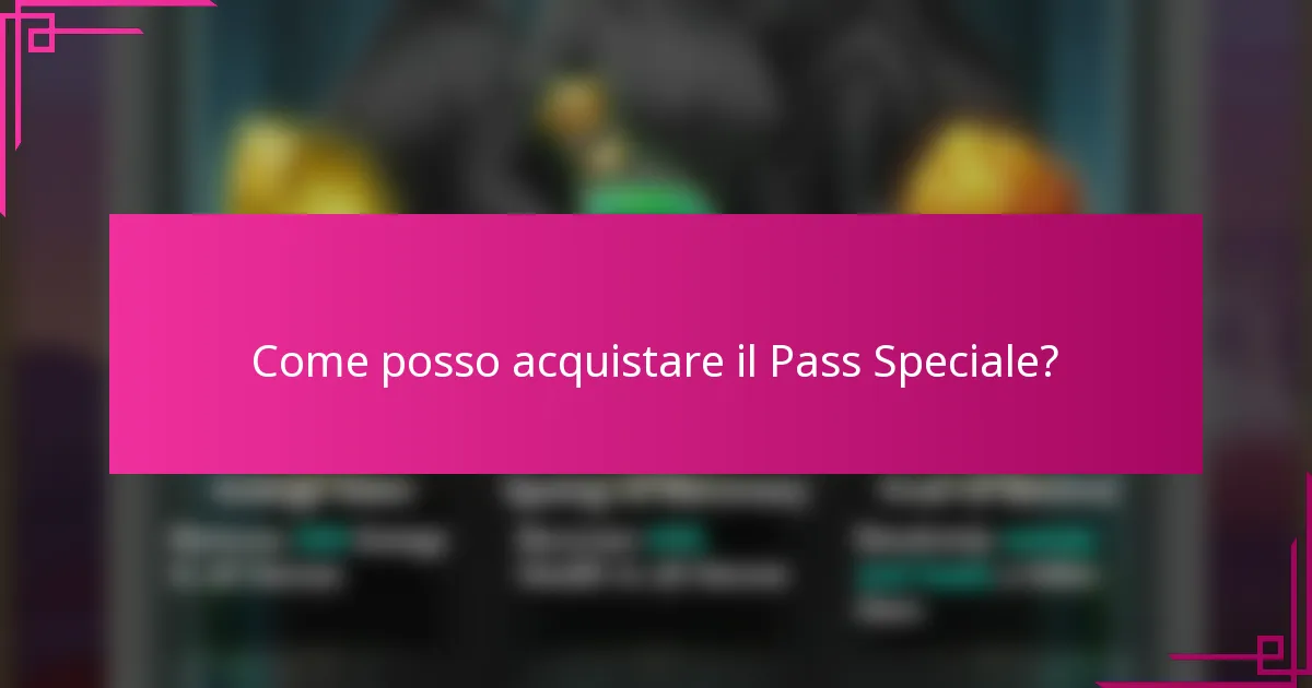 Come posso acquistare il Pass Speciale?