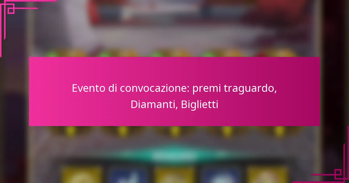 Evento di convocazione: premi traguardo, Diamanti, Biglietti