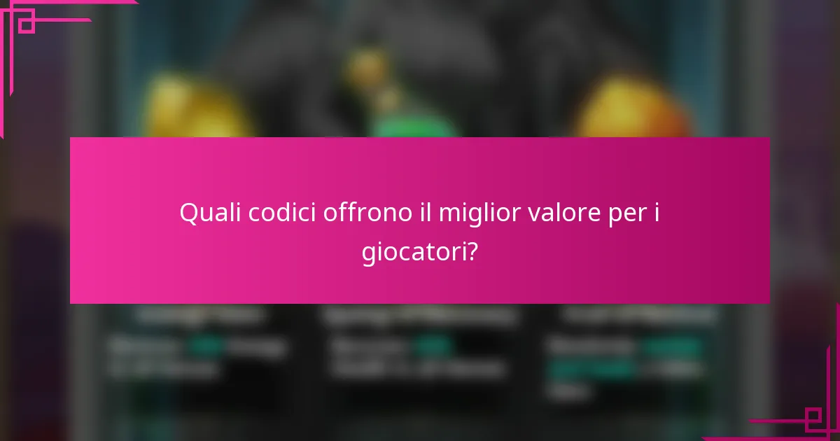 Quali codici offrono il miglior valore per i giocatori?